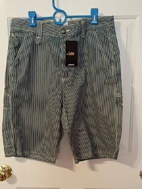 Lee Men’s Black & White Pinstripe Cargo Shorts